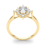14k Gold Oval Sunburst Diamond Engagement Ring