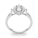 14k Gold Oval Sunburst Diamond Engagement Ring