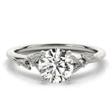 14k Gold Round Accented Engagement Ring