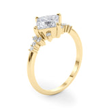 14k Gold Princess Cut & Side Stone Engagement Ring