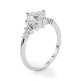 14k Gold Princess Cut & Side Stone Engagement Ring