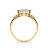 14k Gold Princess Cut & Side Stone Engagement Ring