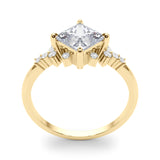 14k Gold Princess Cut & Side Stone Engagement Ring