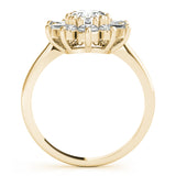 14k Gold Oval Sunburst Diamond Engagement Ring