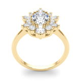 14k Gold Oval Sunburst Diamond Engagement Ring