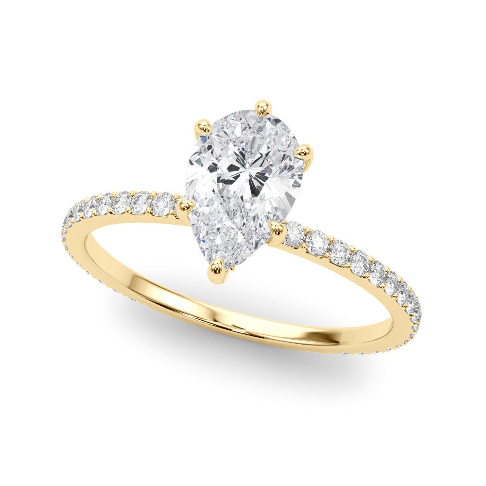 14k Gold Hidden Halo Pear Cut Engagement Ring