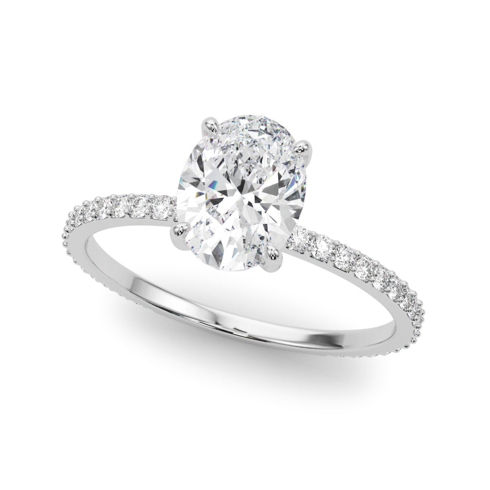 14k Gold Hidden Halo Oval Cut Engagement Ring
