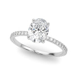 14k Gold Hidden Halo Oval Cut Engagement Ring