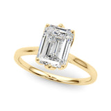 14k Gold 6-Prong Emerald Cut Floral Engagement Ring