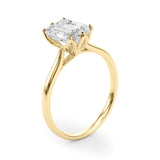 14k Gold 6-Prong Emerald Cut Floral Engagement Ring