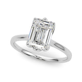 14k Gold 6-Prong Emerald Cut Floral Engagement Ring
