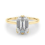 14k Gold 6-Prong Emerald Cut Floral Engagement Ring
