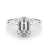 14k Gold 6-Prong Emerald Cut Floral Engagement Ring