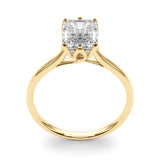 14k Gold 6-Prong Emerald Cut Floral Engagement Ring
