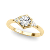 14k Gold Round Vintage Inspired Engagement Ring