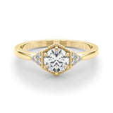 14k Gold Round Vintage Inspired Engagement Ring