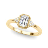 14k Gold Vintage Inspired Emerald Engagement Ring