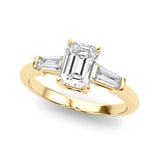 14k Gold Three-Stone Emerald Cut Engagement Ring