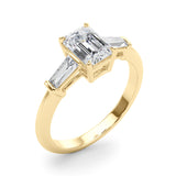 14k Gold Three-Stone Emerald Cut Engagement Ring
