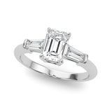 14k Gold Three-Stone Emerald Cut Engagement Ring