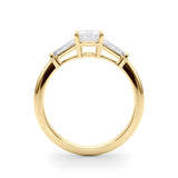 14k Gold Three-Stone Emerald Cut Engagement Ring