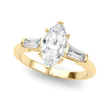 14k Gold Three Stone Marquise Diamond Engagement Ring