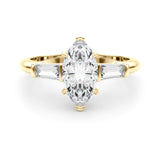 14k Gold Three Stone Marquise Diamond Engagement Ring