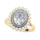 14k Gold Vintage Inspired Oval Halo Engagement Ring