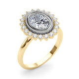 14k Gold Vintage Inspired Oval Halo Engagement Ring
