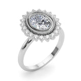 14k Gold Vintage Inspired Oval Halo Engagement Ring