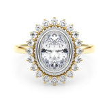14k Gold Vintage Inspired Oval Halo Engagement Ring