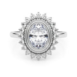 14k Gold Vintage Inspired Oval Halo Engagement Ring