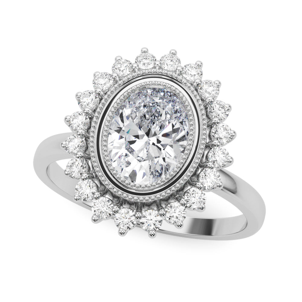 14k Gold Vintage Inspired Oval Halo Engagement Ring