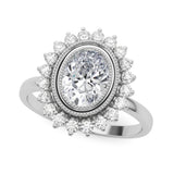 14k Gold Vintage Inspired Oval Halo Engagement Ring