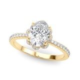 14k Gold Flower & Oval Center Engagement Ring