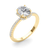 14k Gold Flower & Oval Center Engagement Ring