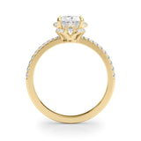 14k Gold Flower & Oval Center Engagement Ring