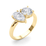14k Gold 2-Stone Round & Pear Engagement Ring