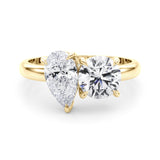 14k Gold 2-Stone Round & Pear Engagement Ring