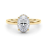 14k Gold Oval Hidden Halo Engagement Ring
