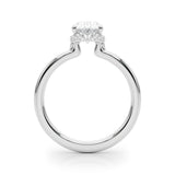 14k Gold Oval Hidden Halo Engagement Ring