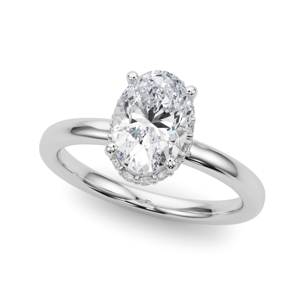 14k Gold Oval Hidden Halo Engagement Ring