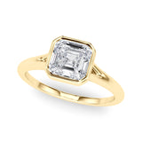 14k Gold Asscher Cut Bezel Set Engagement Ring
