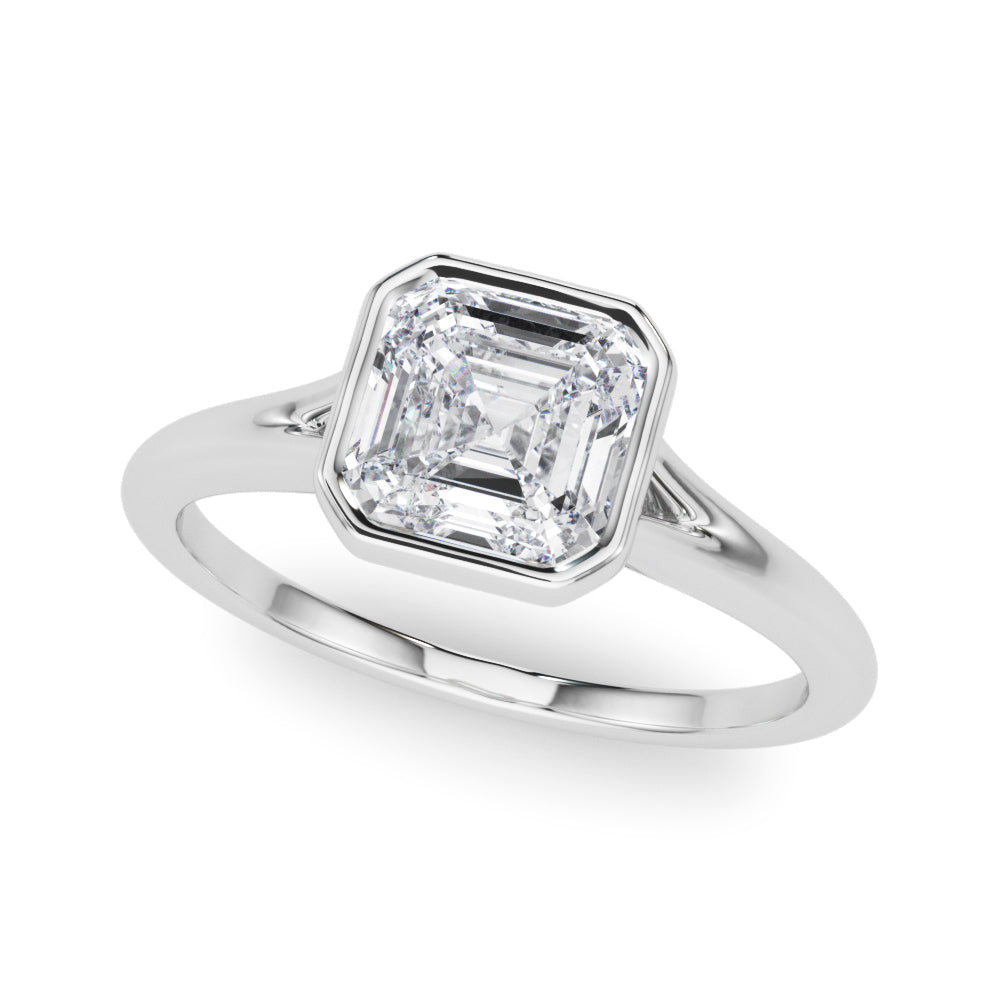 14k Gold Asscher Cut Bezel Set Engagement Ring