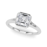 14k Gold Asscher Cut Bezel Set Engagement Ring