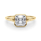 14k Gold Asscher Cut Bezel Set Engagement Ring
