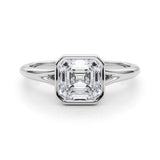 14k Gold Asscher Cut Bezel Set Engagement Ring