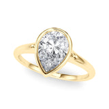 14k Gold Bezel Set Pear Diamond Engagement Ring