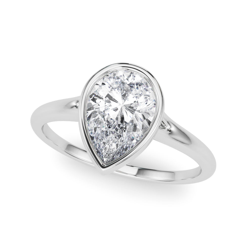 14k Gold Bezel Set Pear Diamond Engagement Ring