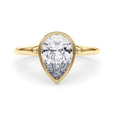 14k Gold Bezel Set Pear Diamond Engagement Ring